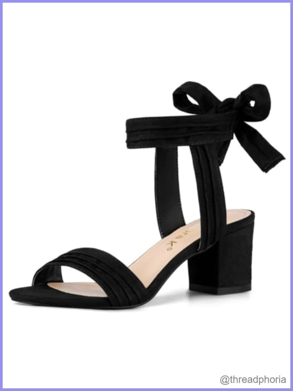 Open Toe Ankle Tie Block Heels Faux Suede Sandals Ruched Cushioned Dress